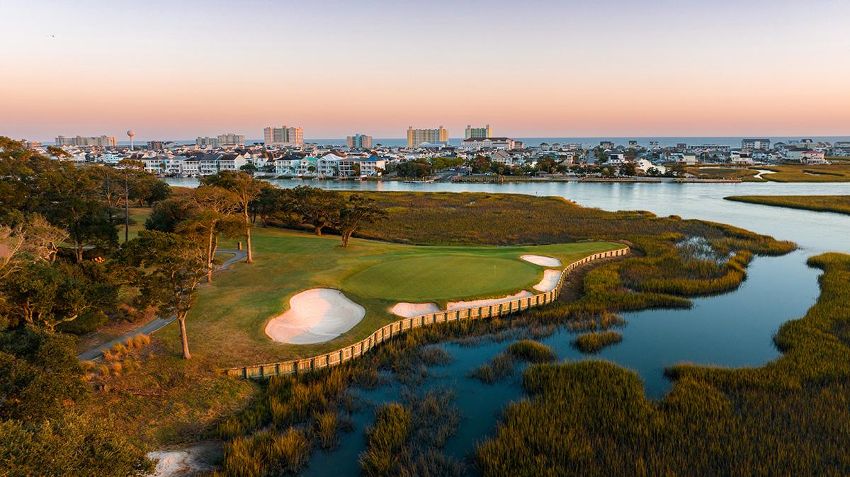Overhead view of a smooth green