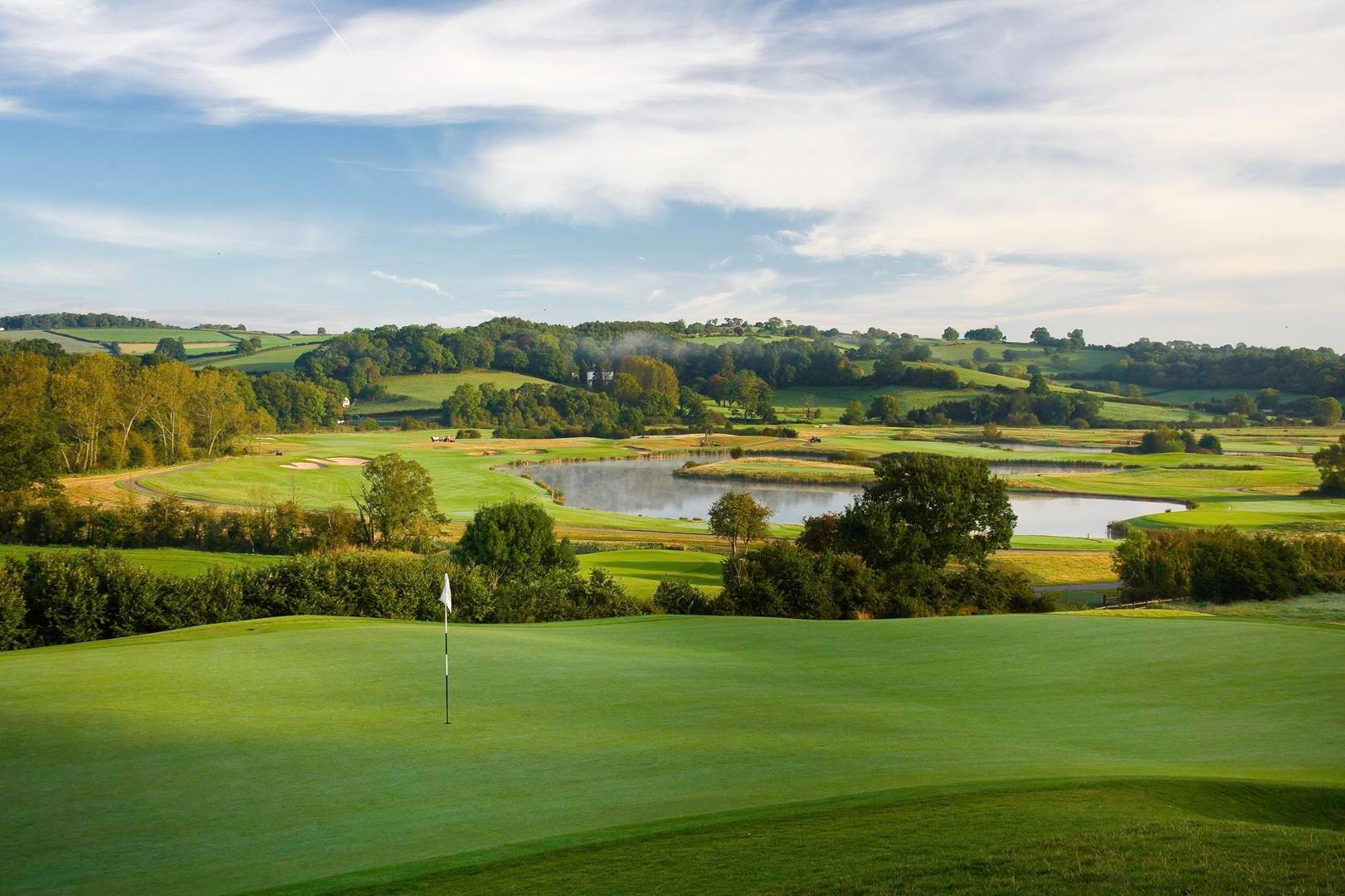 Wide angle shot of the greens at Celtic Manor Resort