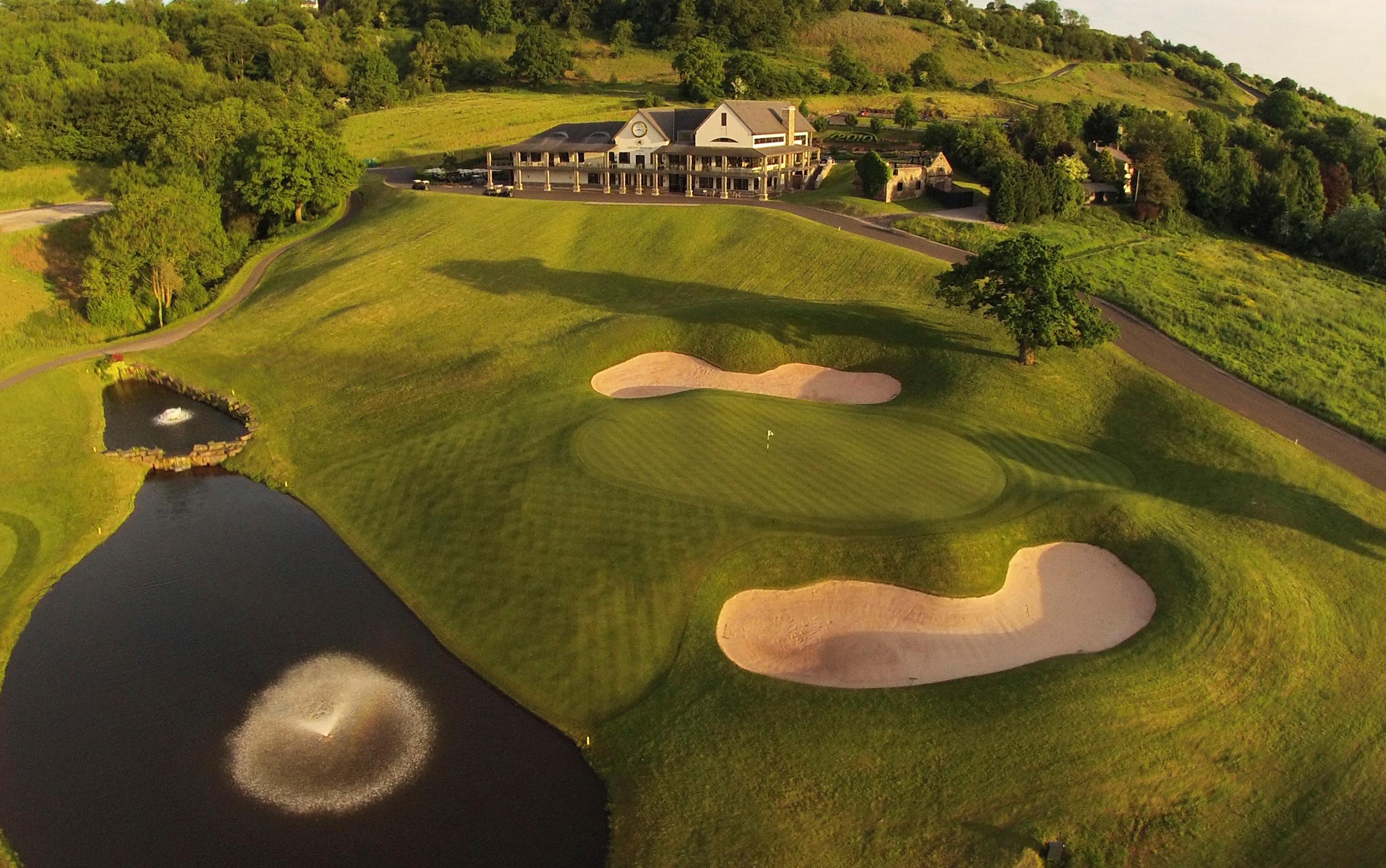 Sky View of the Resorts golf building and greens