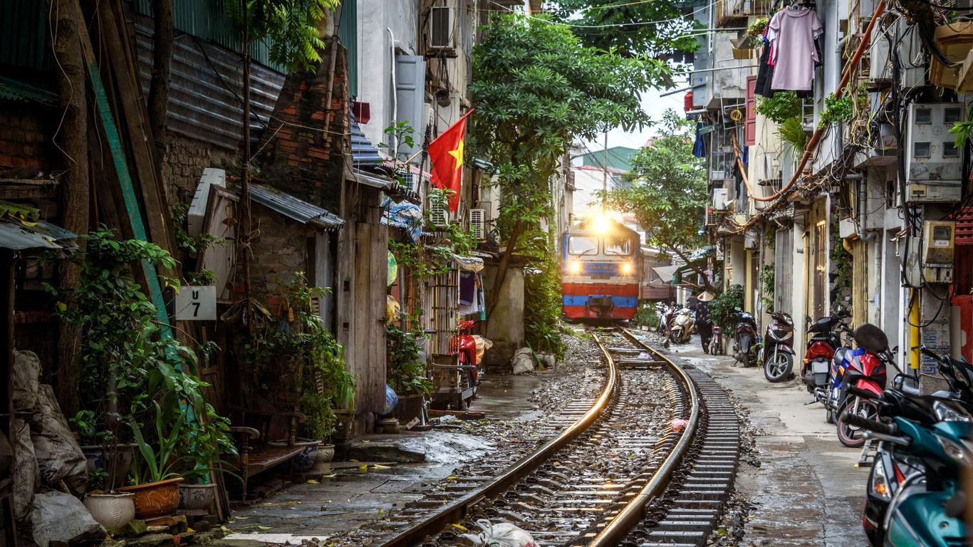 Famous train street in Hanoi