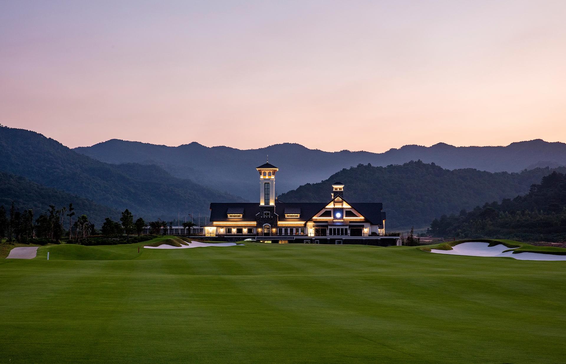 Clubhouse at Thanh Lanh Valley Golf Club at dusk