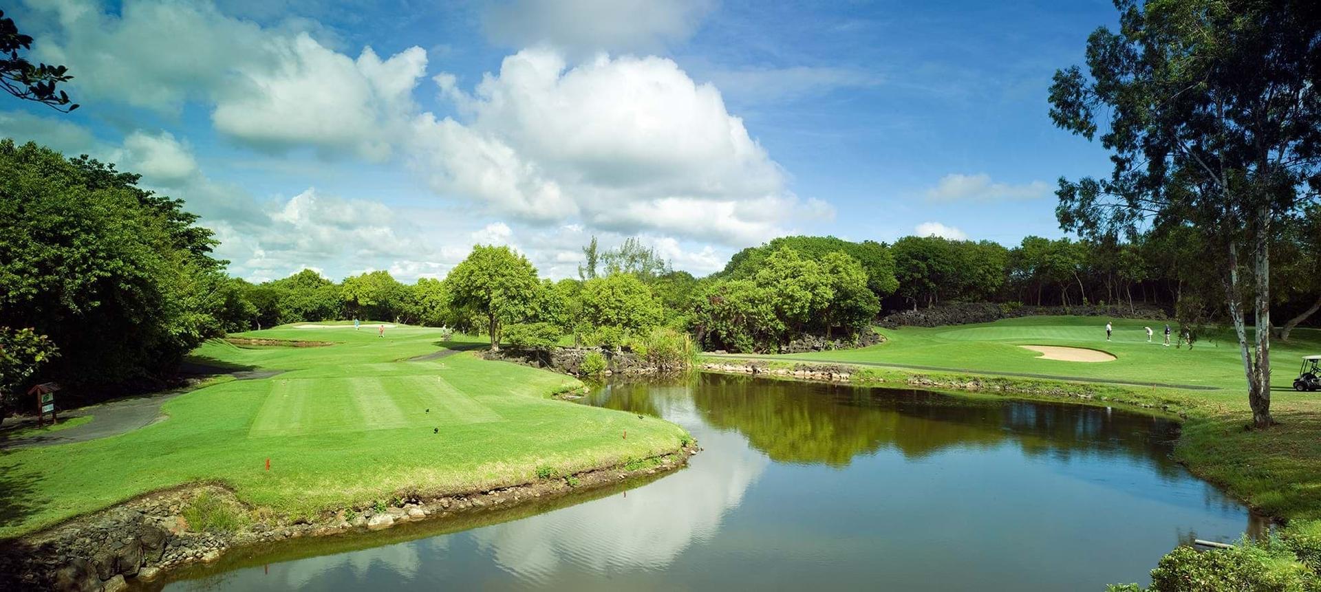Water hazard separating two holes on the Links Course