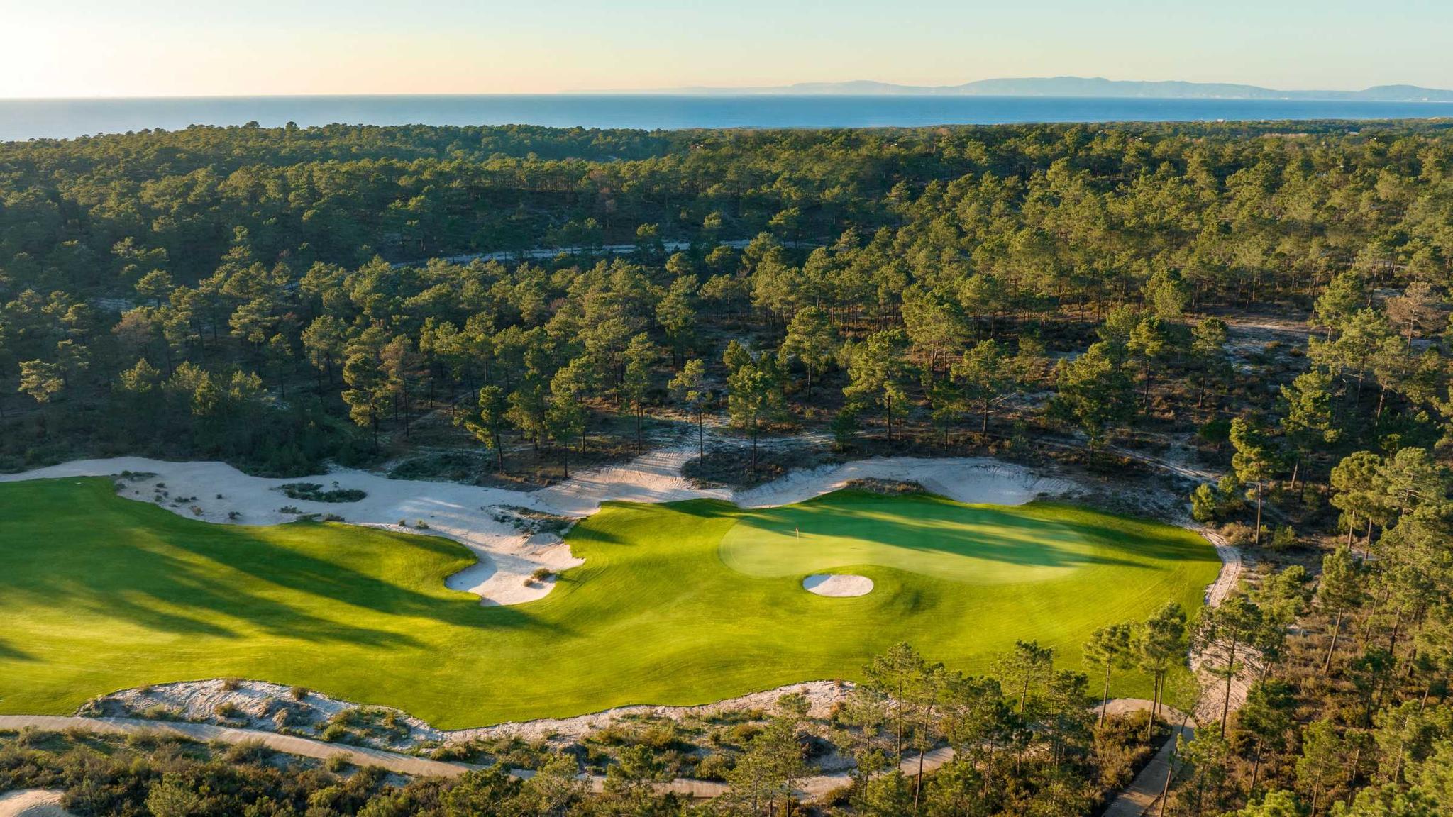 Winding fairway leading to the green