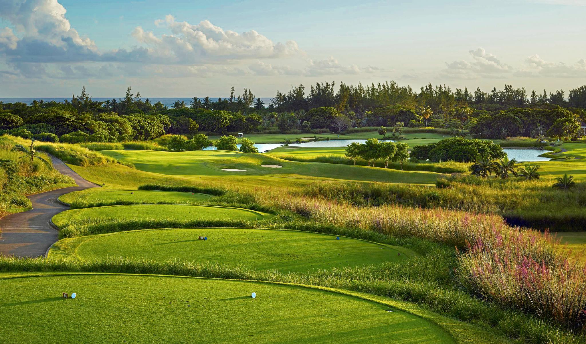 An elevated panoramic view of the La Chateau Golf Course