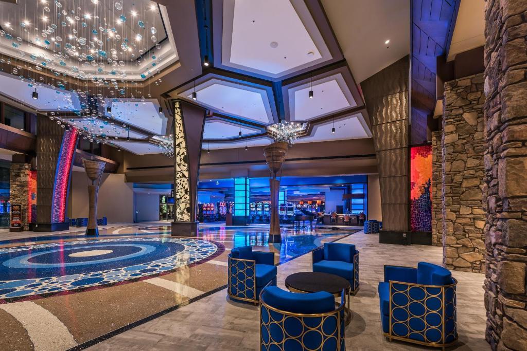 Reception leading to the casino at the We-Ko-Pa Resort with a modern blue design