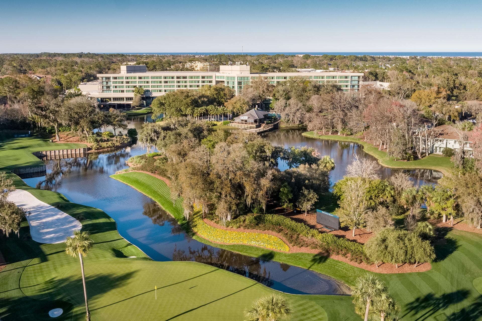 The Sawgrass clubhouse overlooking the course