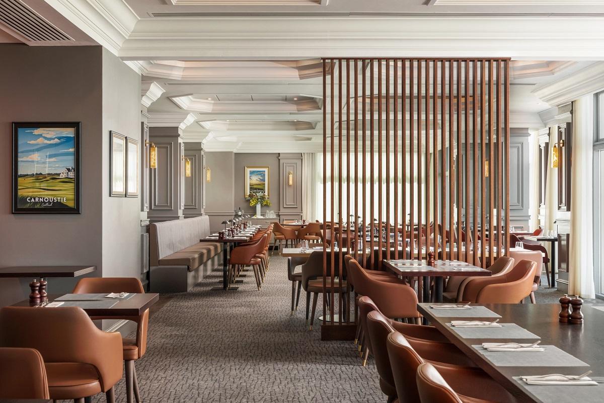 Extension of the dining room at the resort with more traditional seating and table for different sized groups