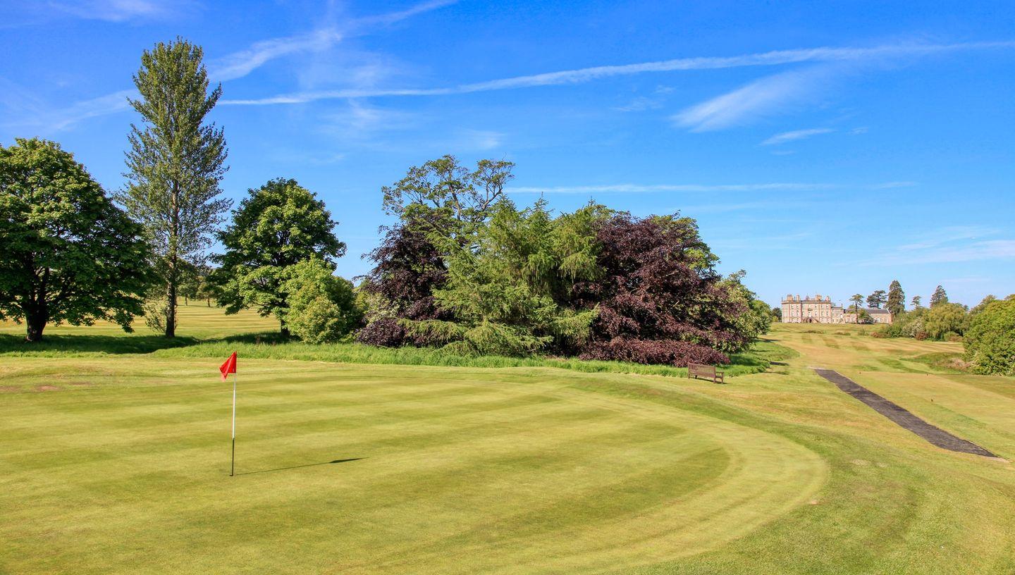 Smooth greens with fairway leading to the clubhouse in the distance