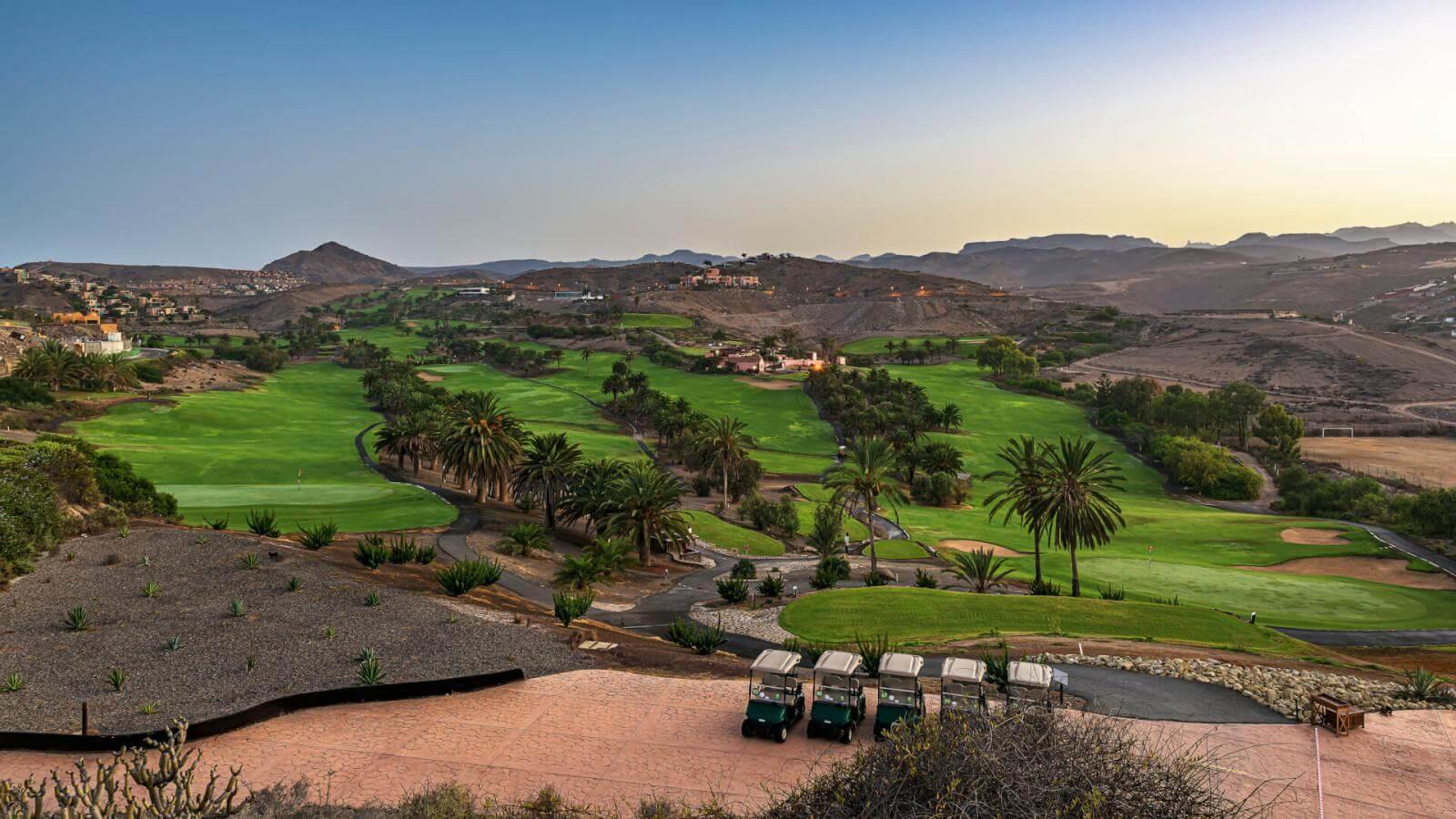 Aerial view of tree-lined fairways