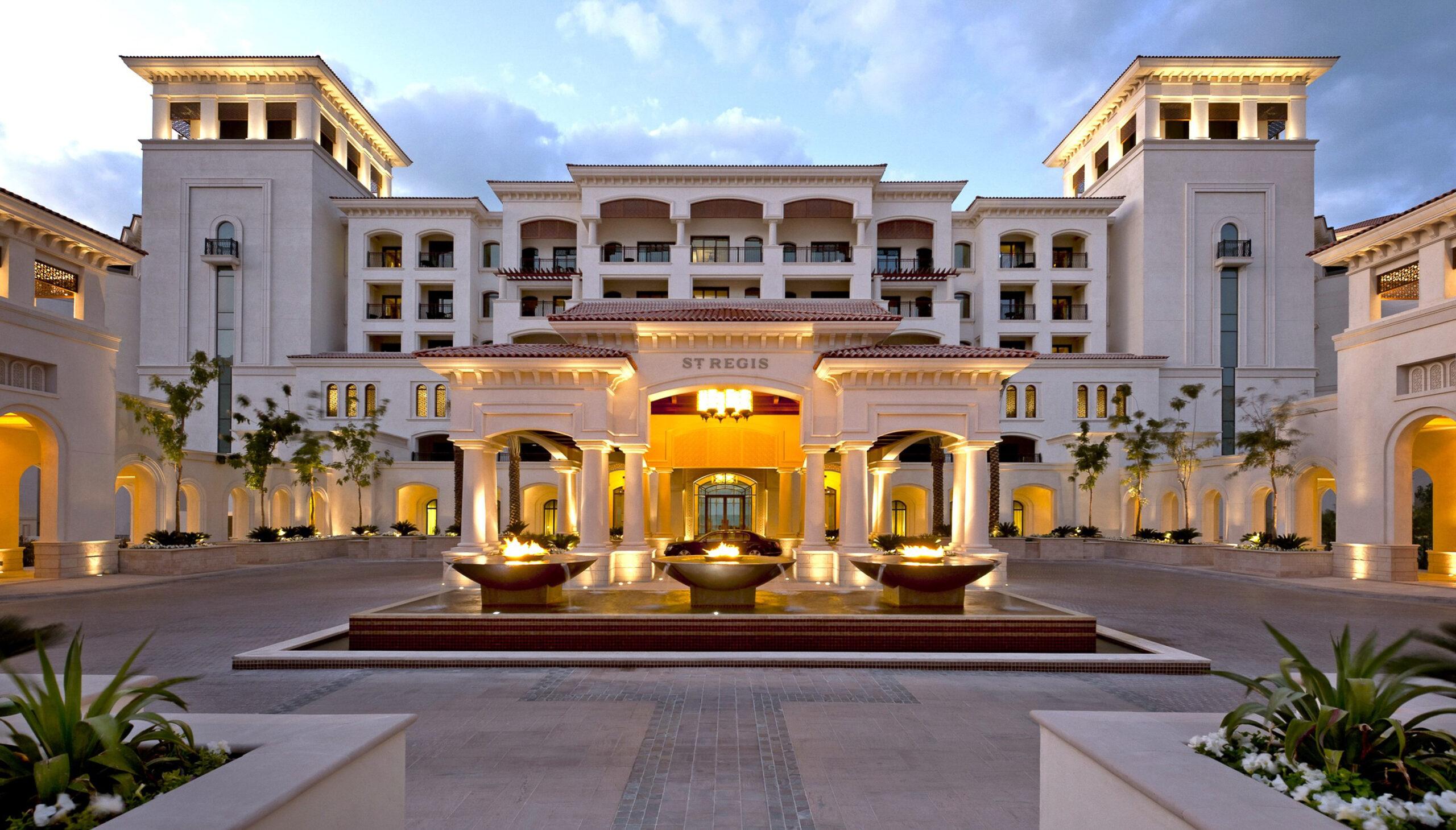 Exterior view of the front entrance to The St. Regis Saadiyat Island Resort
