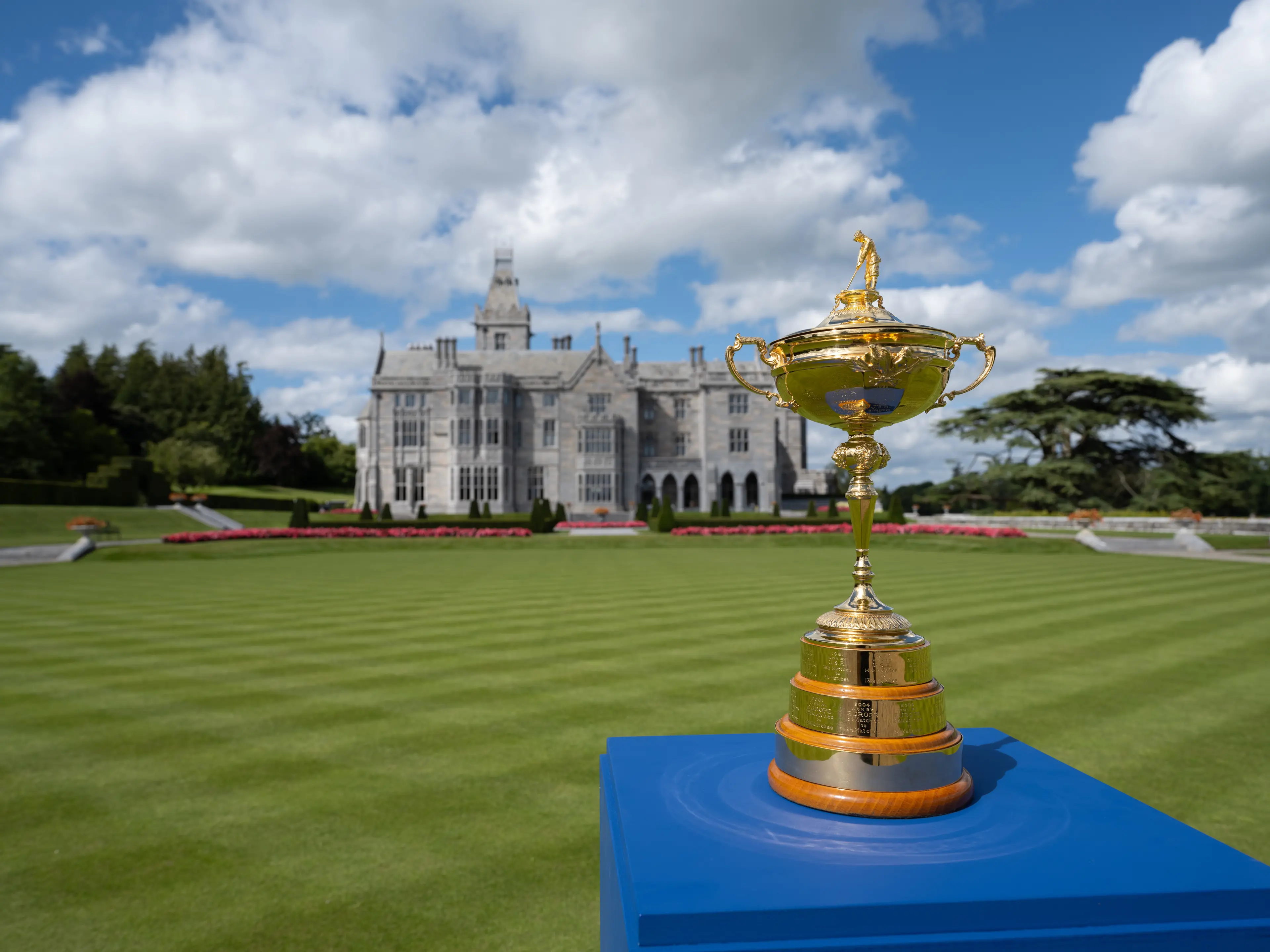 Panoramic view of the Ryder Cup Trophy on the Adare Manor golf course